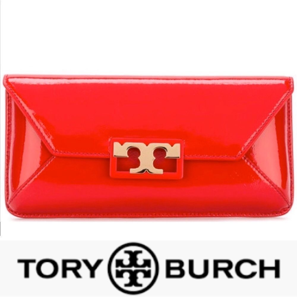 🆕 Tory Burch Cherry Apple Patent Leather Clutch 💥